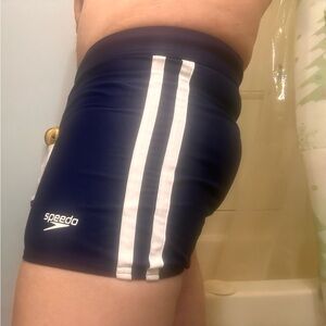 Speedo Dark Blue Swim Trunks with White Accents